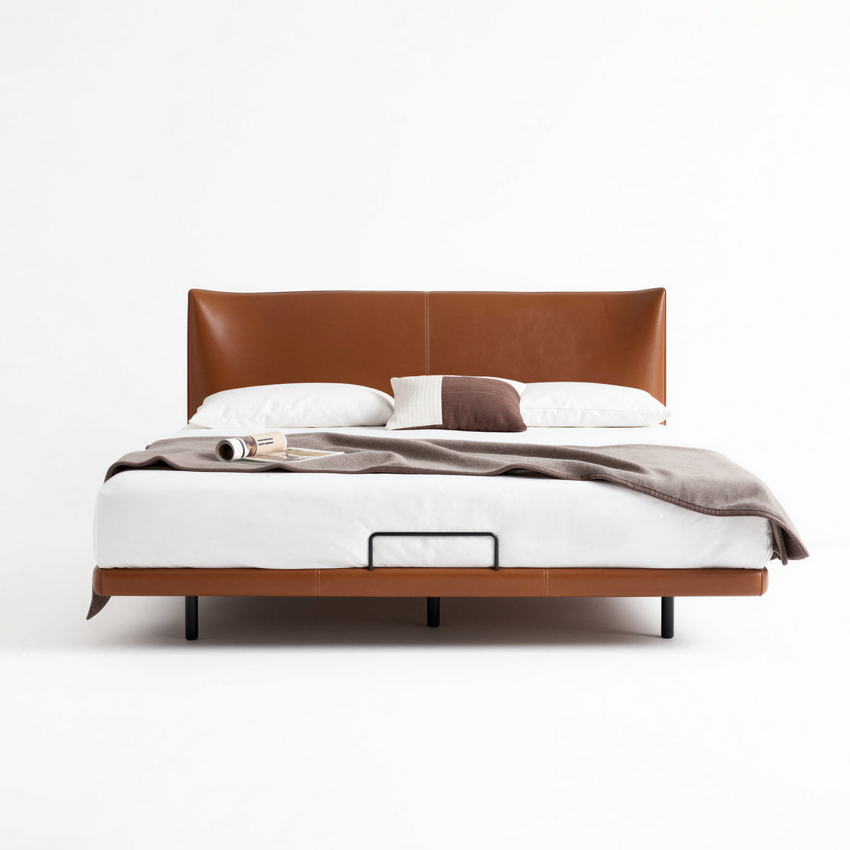 Vintage Solid Wood & Leather Combined Bed MJ-C13