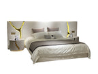 Luxury Bed with Gold Vein-Accented Headboard