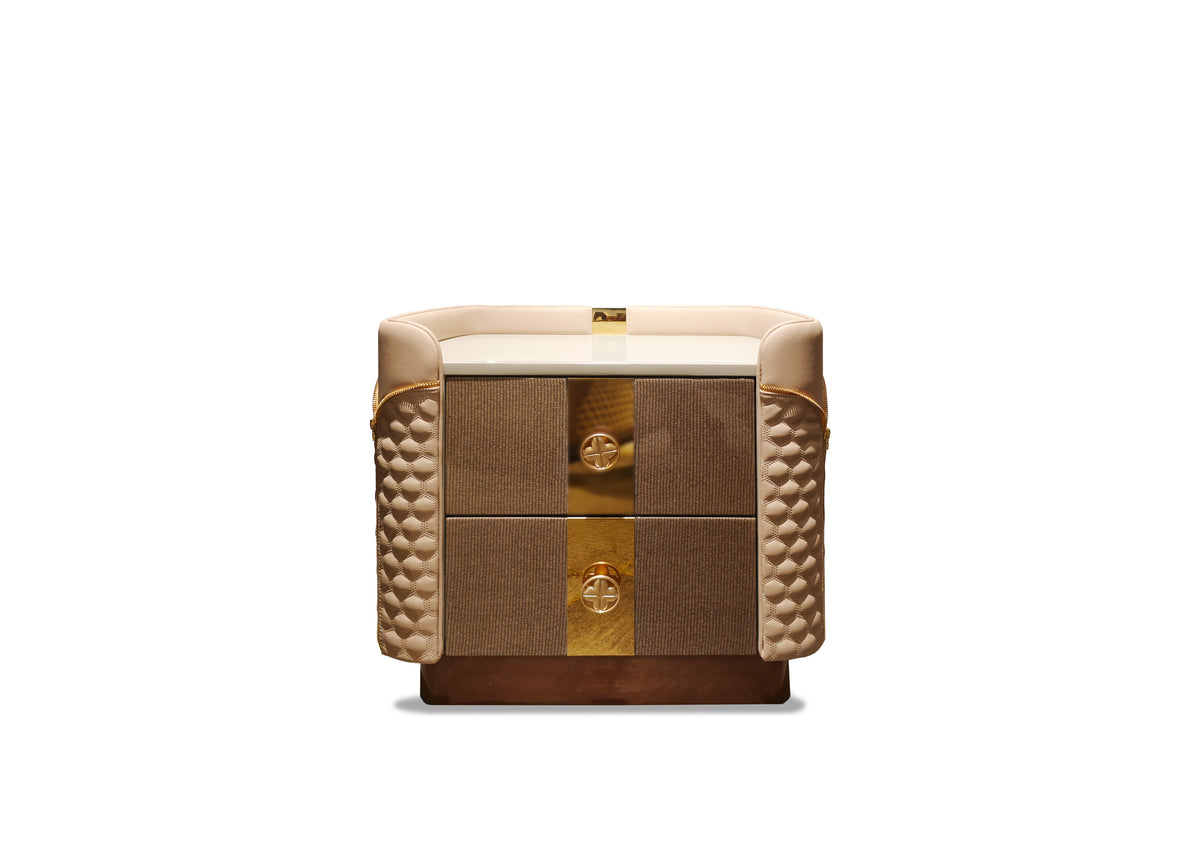 Premium Beige & Gold - Trimmed Luxury Coffee Table