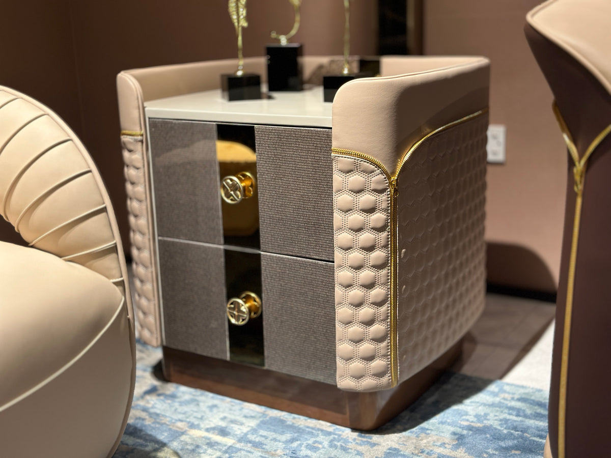 Premium Beige & Gold - Trimmed Luxury Coffee Table
