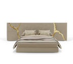 Luxury Bed with Gold Vein-Accented Headboard
