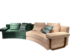 Premium Green & Beige Velvet Corner Sofa