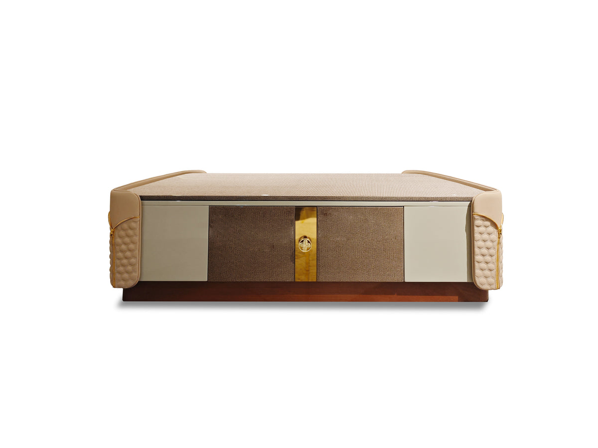 Premium Beige & Gold - Trimmed Luxury Coffee Table