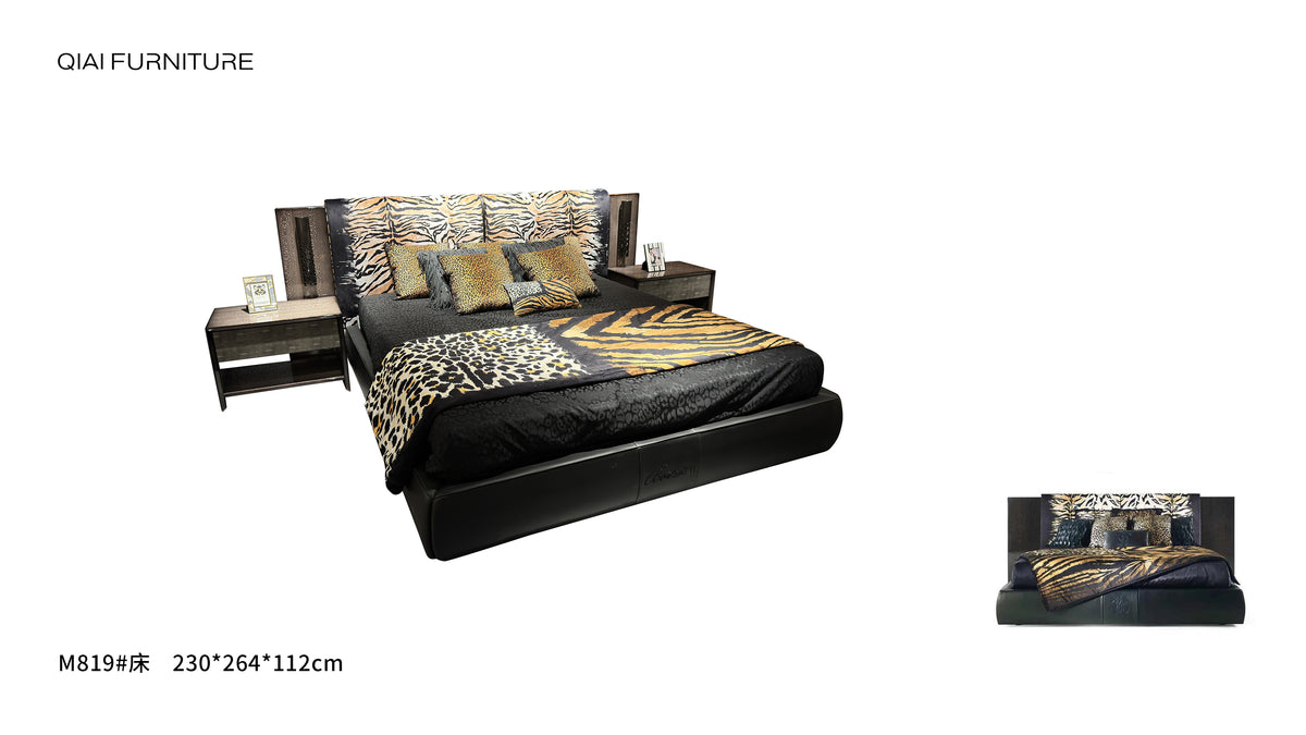 Luxury Animal Print Upholstered Bed