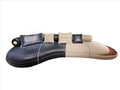 Premium Navy & Beige Curved Sofa with Accent Pillows