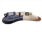 Premium Navy & Beige Curved Sofa with Accent Pillows