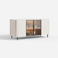 Cream Glass Door Sideboard Cabinet, Display Buffet Storage Cabinet for Dining Area 15