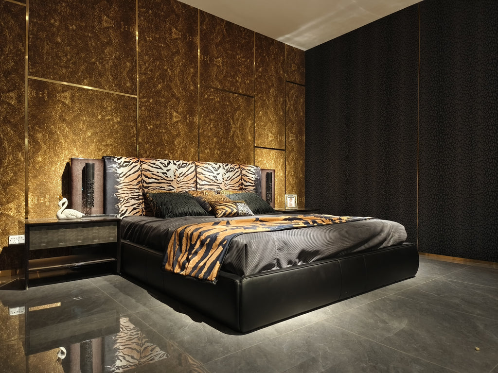 Luxury Animal Print Upholstered Bed