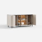 Cream Glass Door Sideboard Cabinet, Display Buffet Storage Cabinet for Dining Area 15