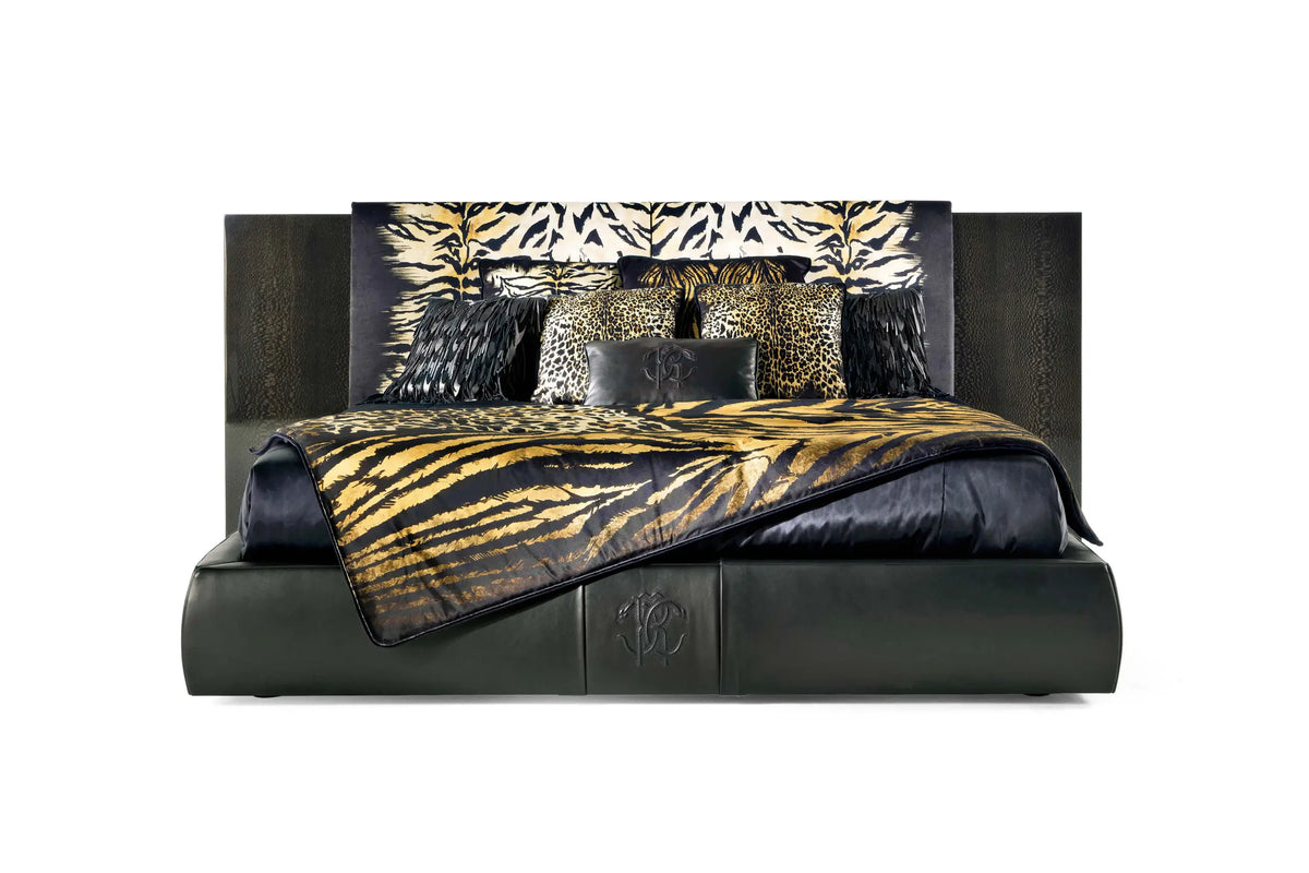 Luxury Animal Print Upholstered Bed