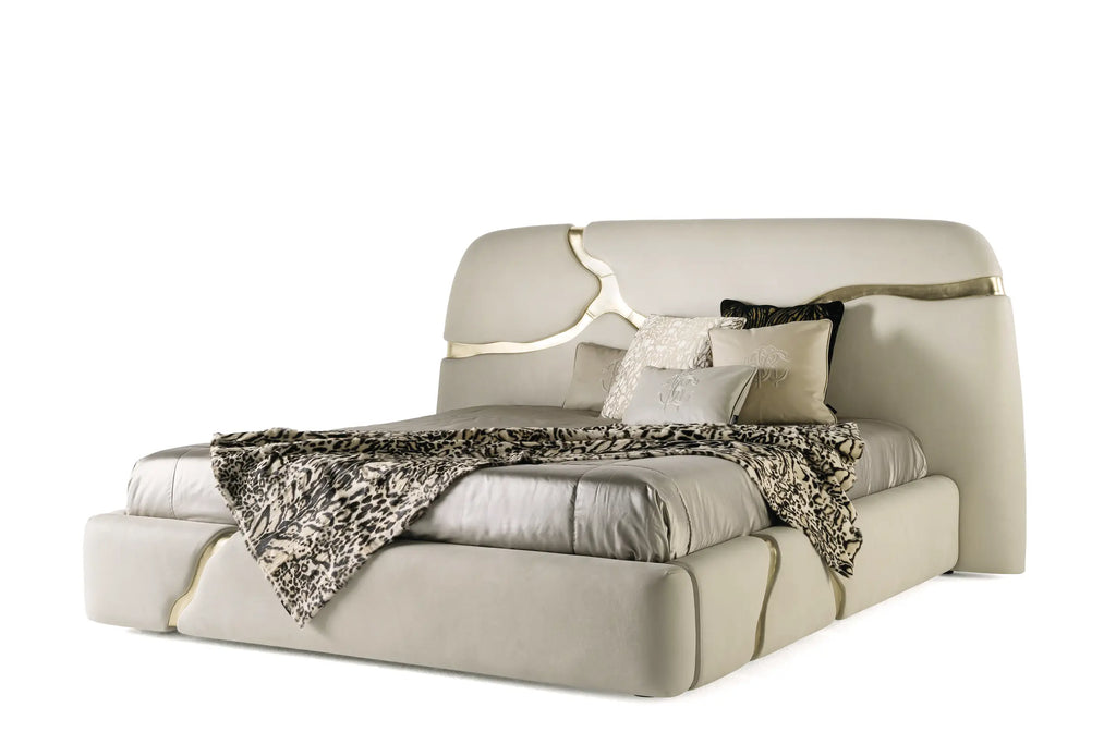 Luxury Upholstered Mattress with Gold Accents