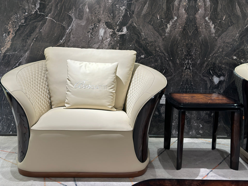 Elegant Beige Upholstered Sofa with Contrast Pillows