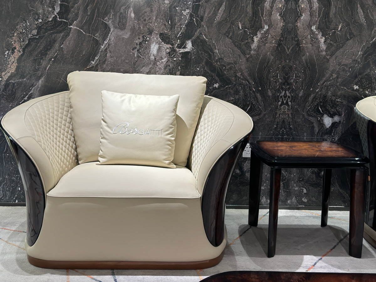 Elegant Beige Upholstered Sofa with Contrast Pillows