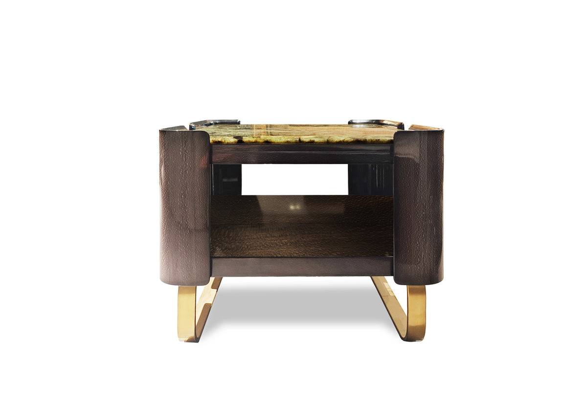 Marble Top Coffee Table with Gold Accents