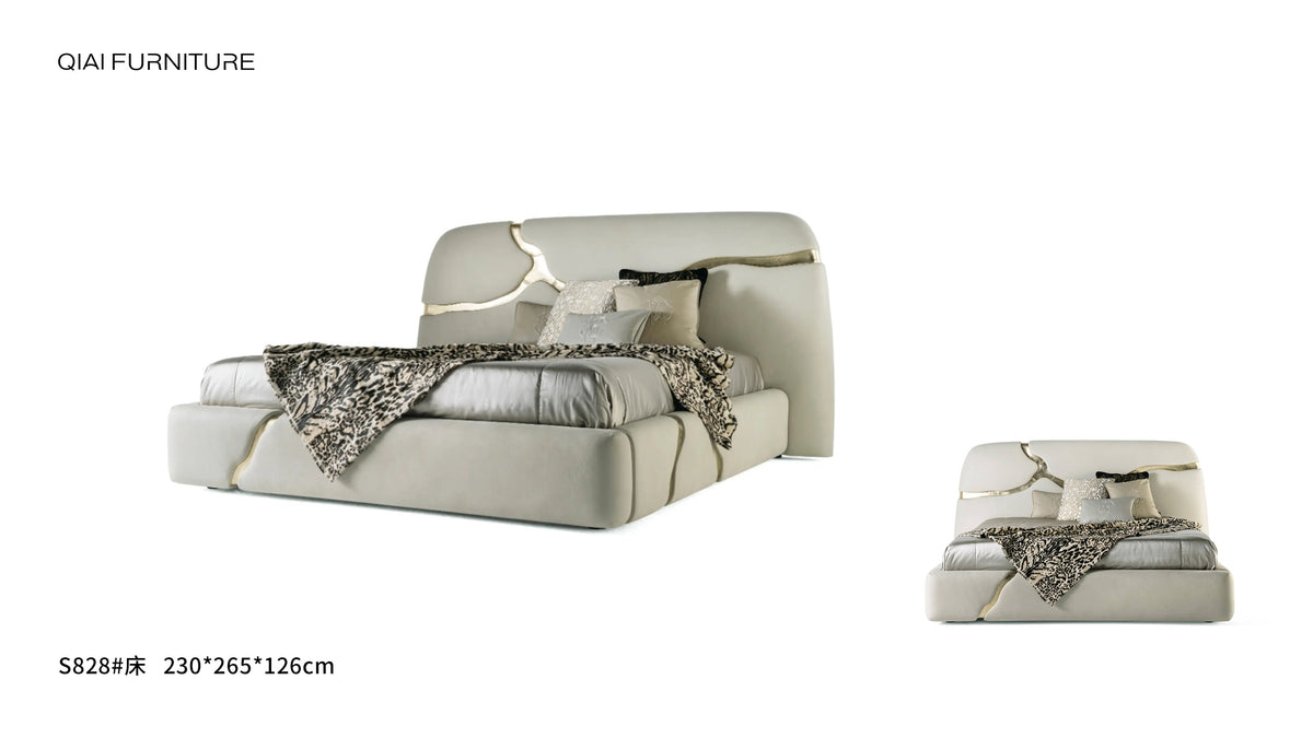 Luxury Upholstered Mattress with Gold Accents