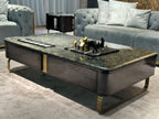 Marble Top Coffee Table with Gold Accents