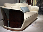 Elegant Beige Upholstered Sofa with Contrast Pillows