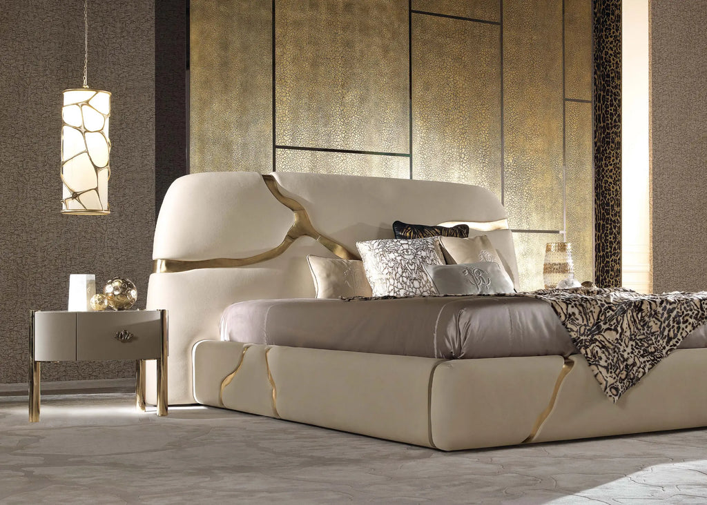 Luxury Upholstered Mattress with Gold Accents