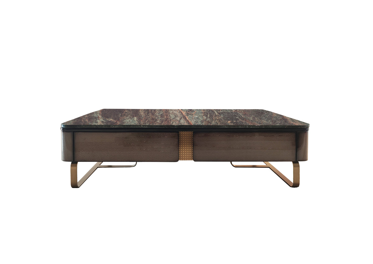 Marble Top Coffee Table with Gold Accents