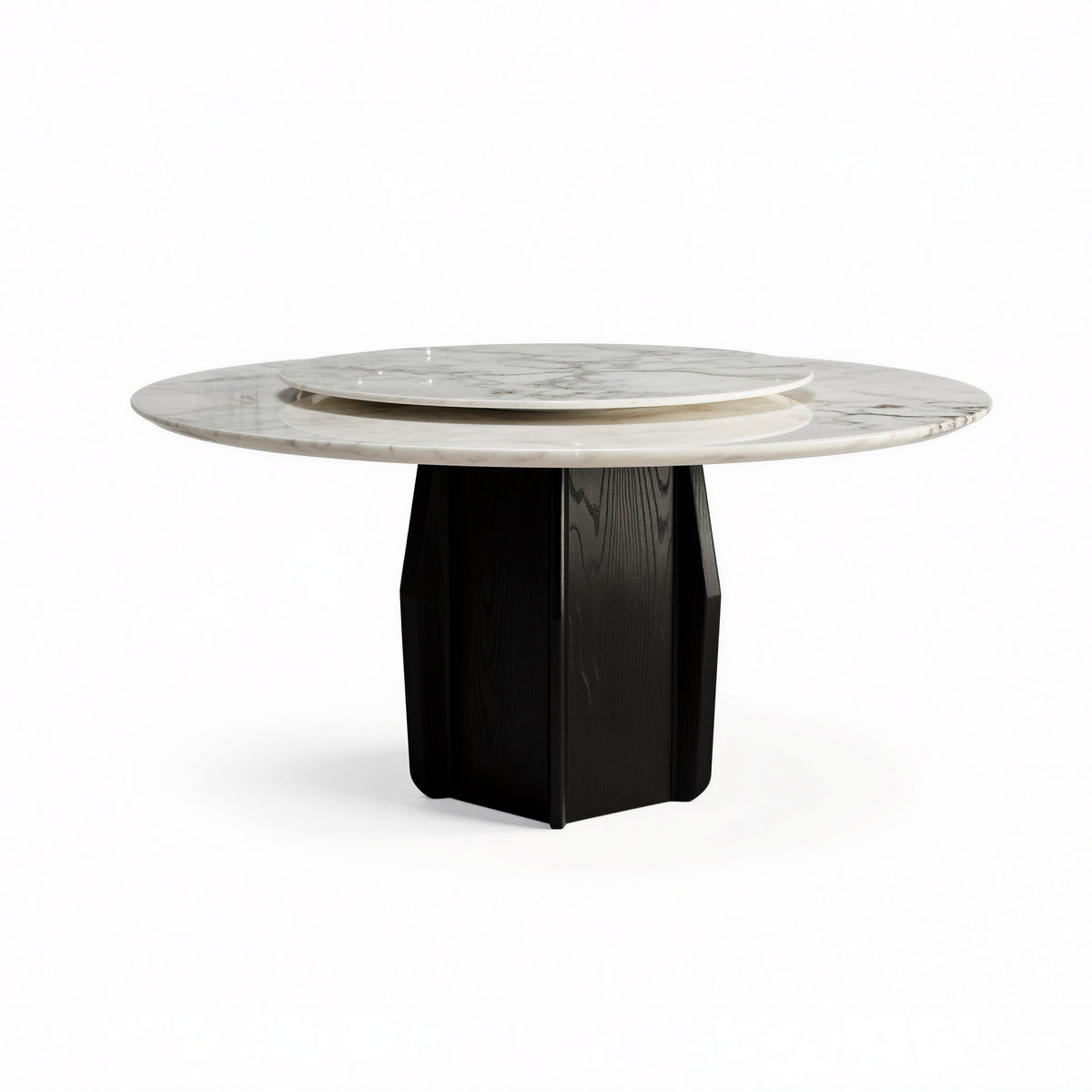 Marble Top Round Dining Table with Solid Base for Villa Dining Room MJ-CZ17