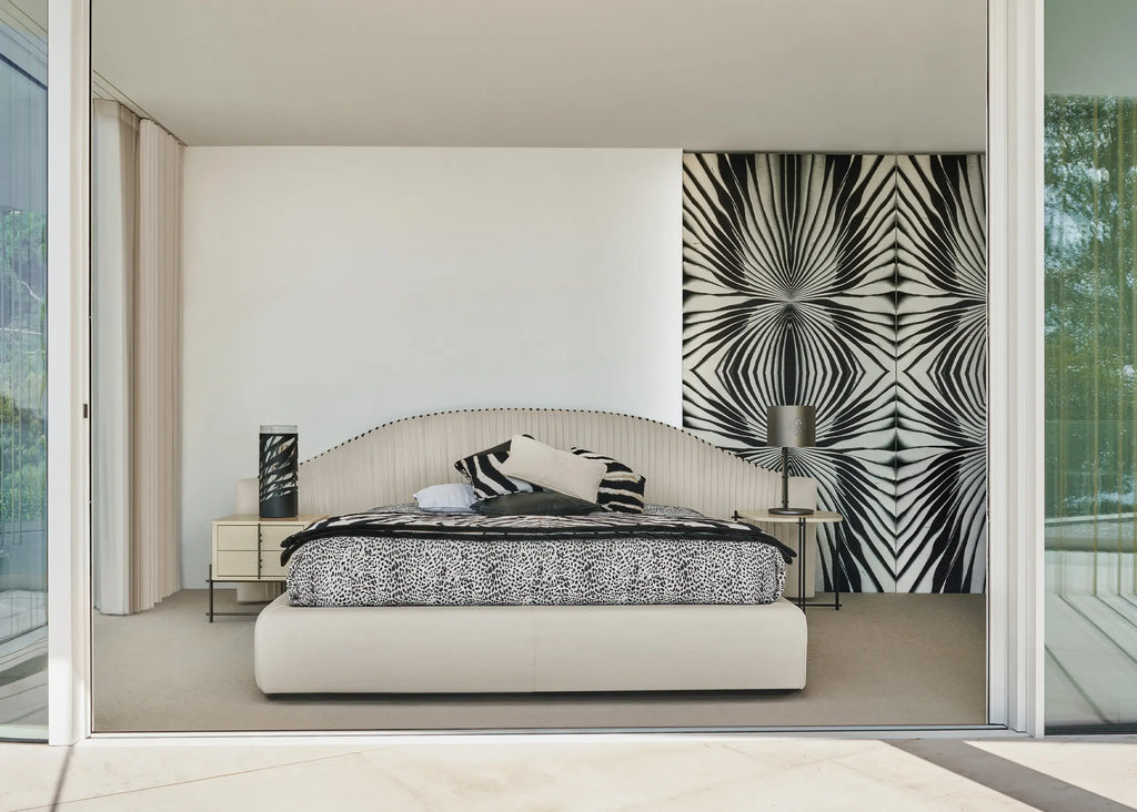 Luxury Animal Print Bed with Tufted Headboard