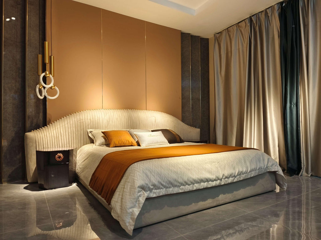 Luxury Animal Print Bed with Tufted Headboard