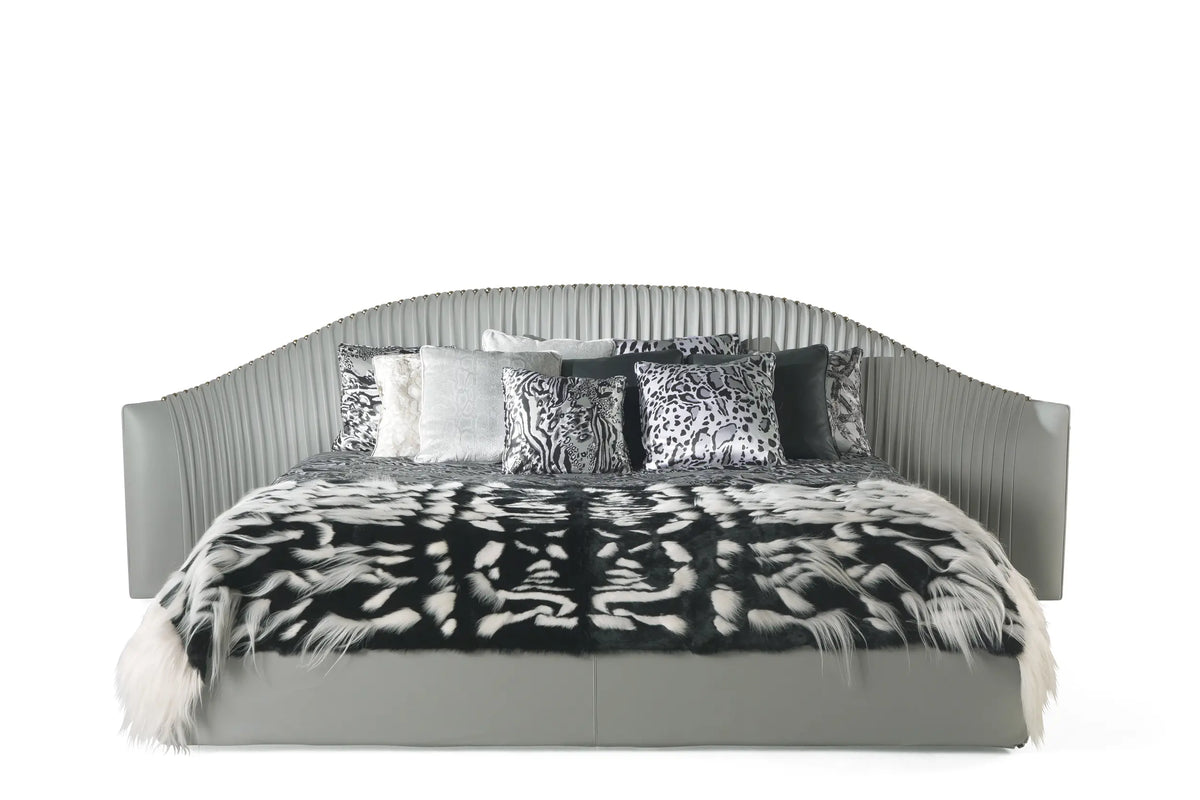 Luxury Animal Print Bed with Tufted Headboard