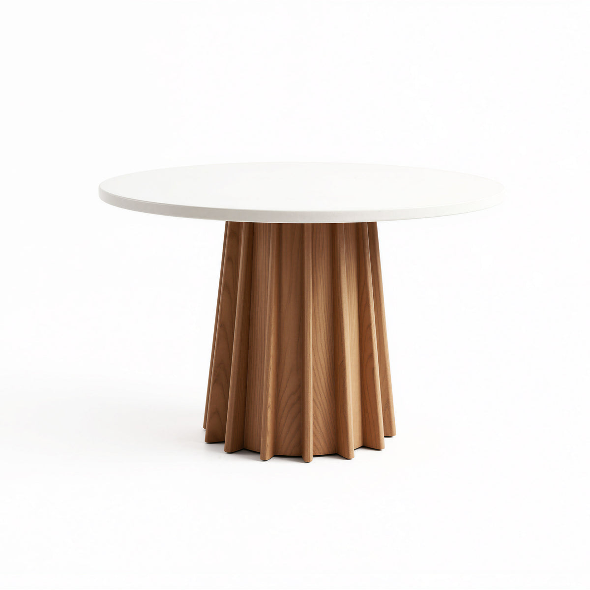 Pleated Texture Wood Base Round Dining Table for High-end Home Space MJ-CZ19