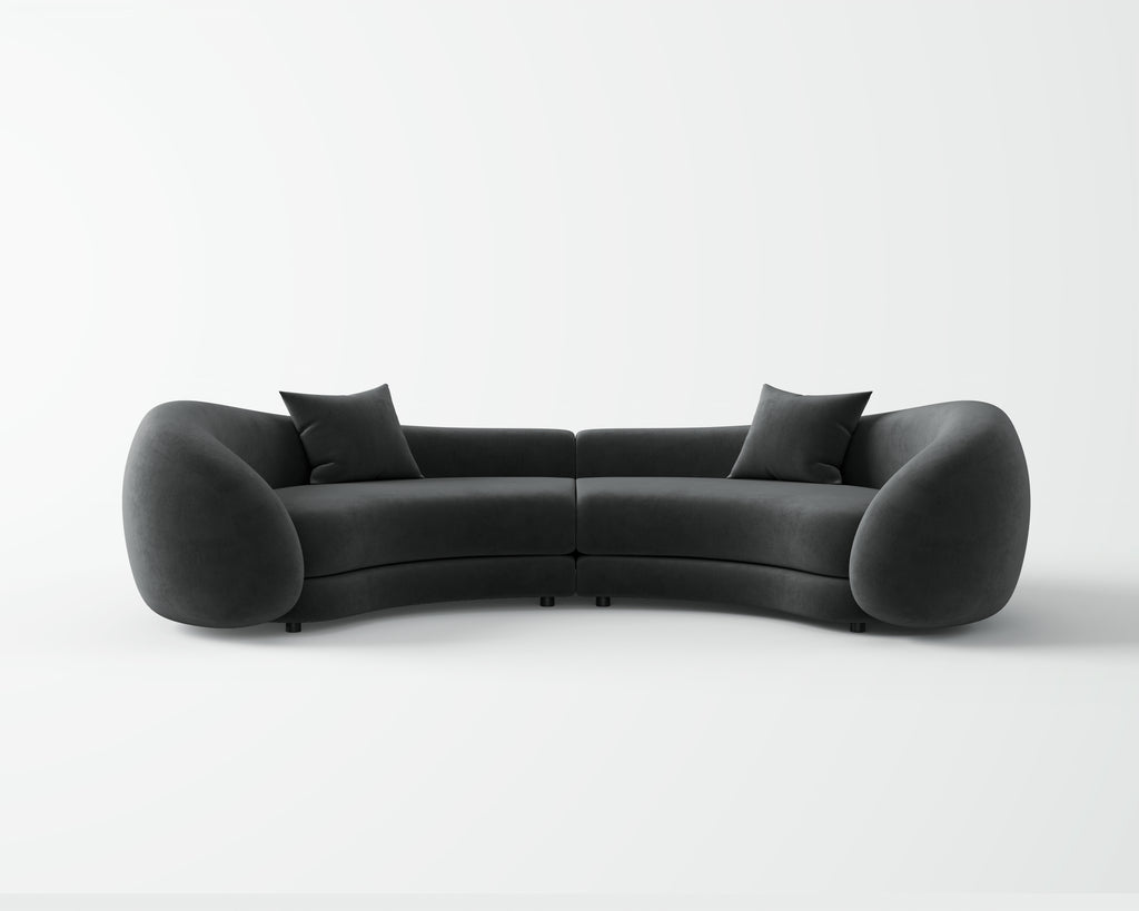 Dark Leather Curved Sofa for Commercial Hotel QY-S1708