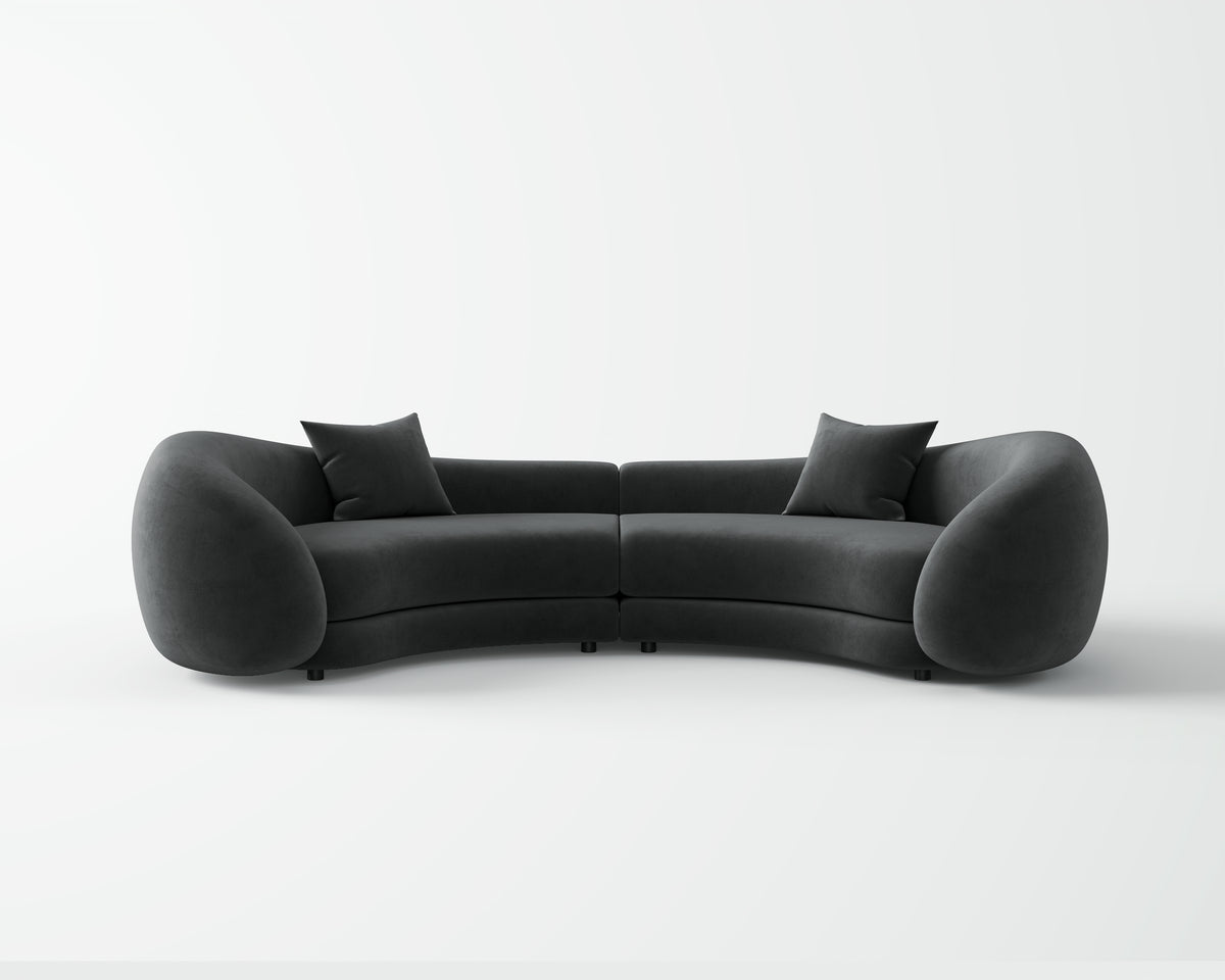 Dark Leather Curved Sofa for Commercial Hotel QY-S1708