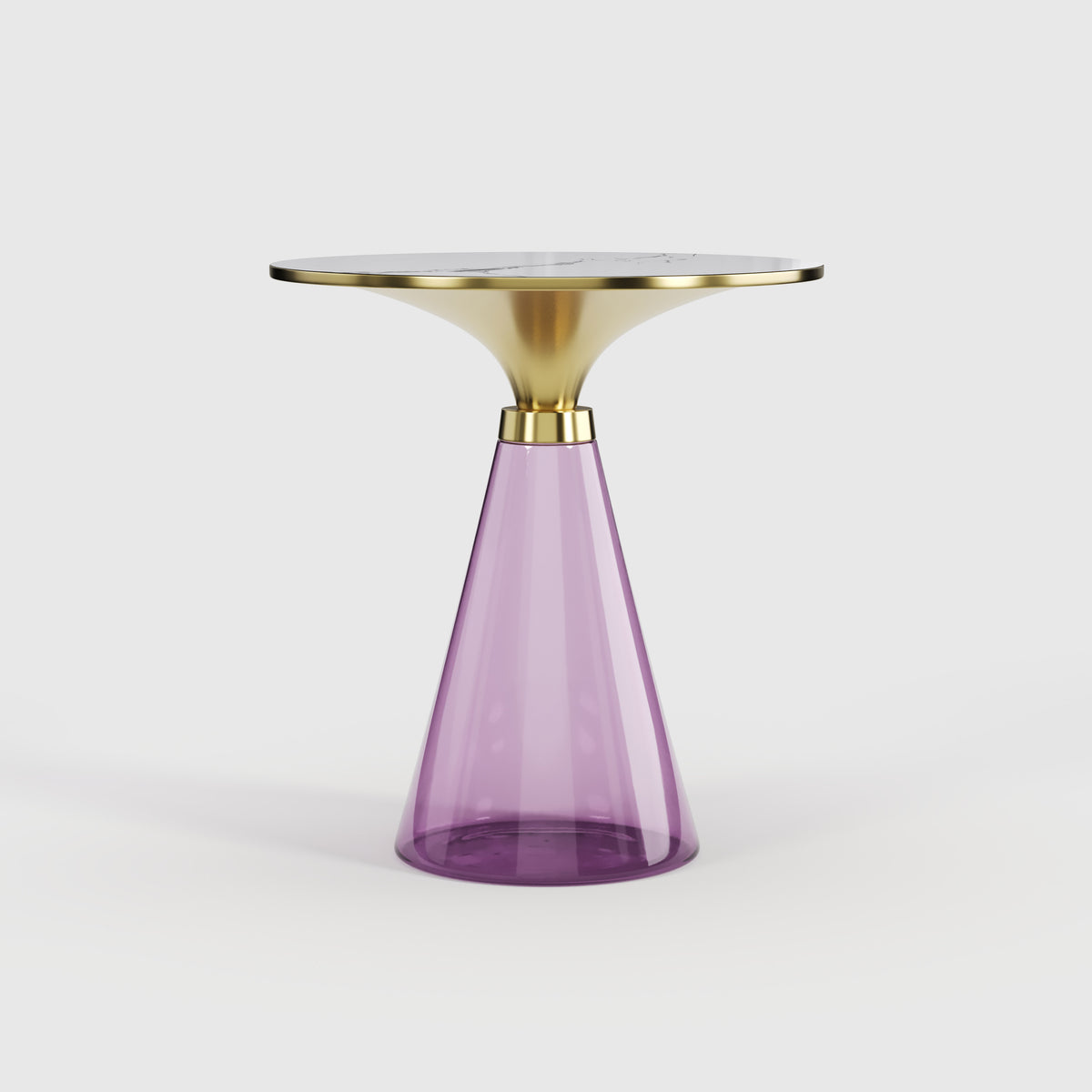 Purple Glass & Gold Metal Side Table, Luxury Decorative Accent End Table for Villa Interior A001