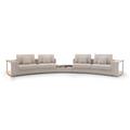 Cream Curved Modular Sectional Sofa with Side Tables