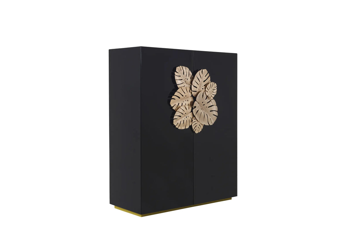 Luxury Gold Leaf-Embellished Wine Cabinet