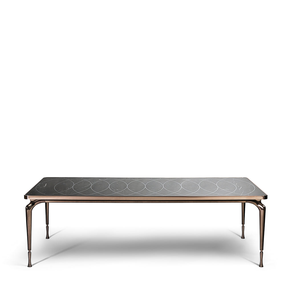 Luxury Patterned MarbleTable with Bronze Frame