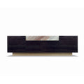 Luxury Dark Wood Sideboard with Marble Inlay and Gold Base