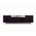 Luxury Dark Wood Sideboard with Marble Inlay and Gold Base