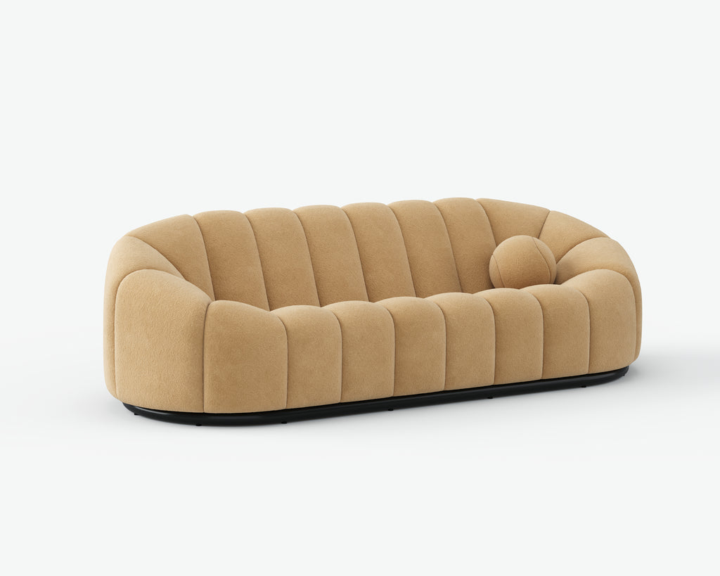 Channel Tufted Beige Bouclé Sofa for Villa Living Room QY-S1215A