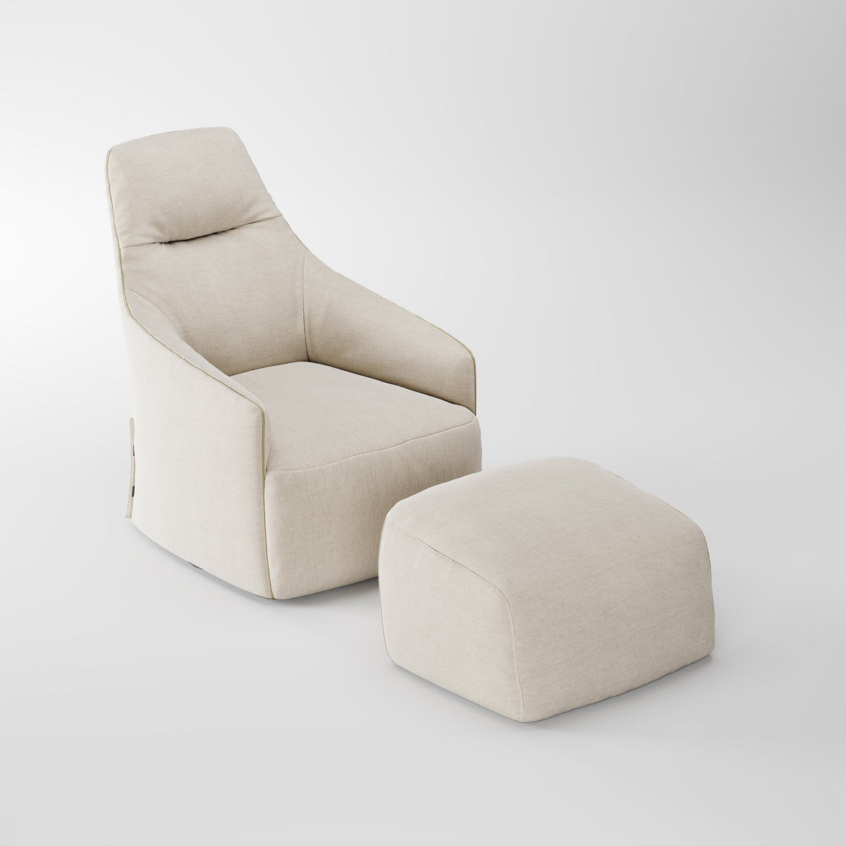 Cozy Leisure Armchair with Supporting Ottoman for Villa Living Room LC-1008