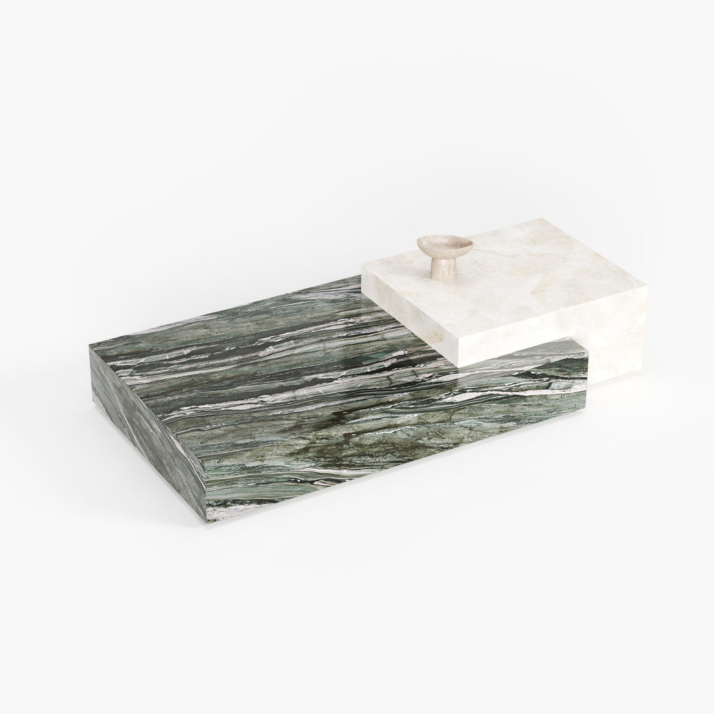 Split Green Marble Coffee Table A004