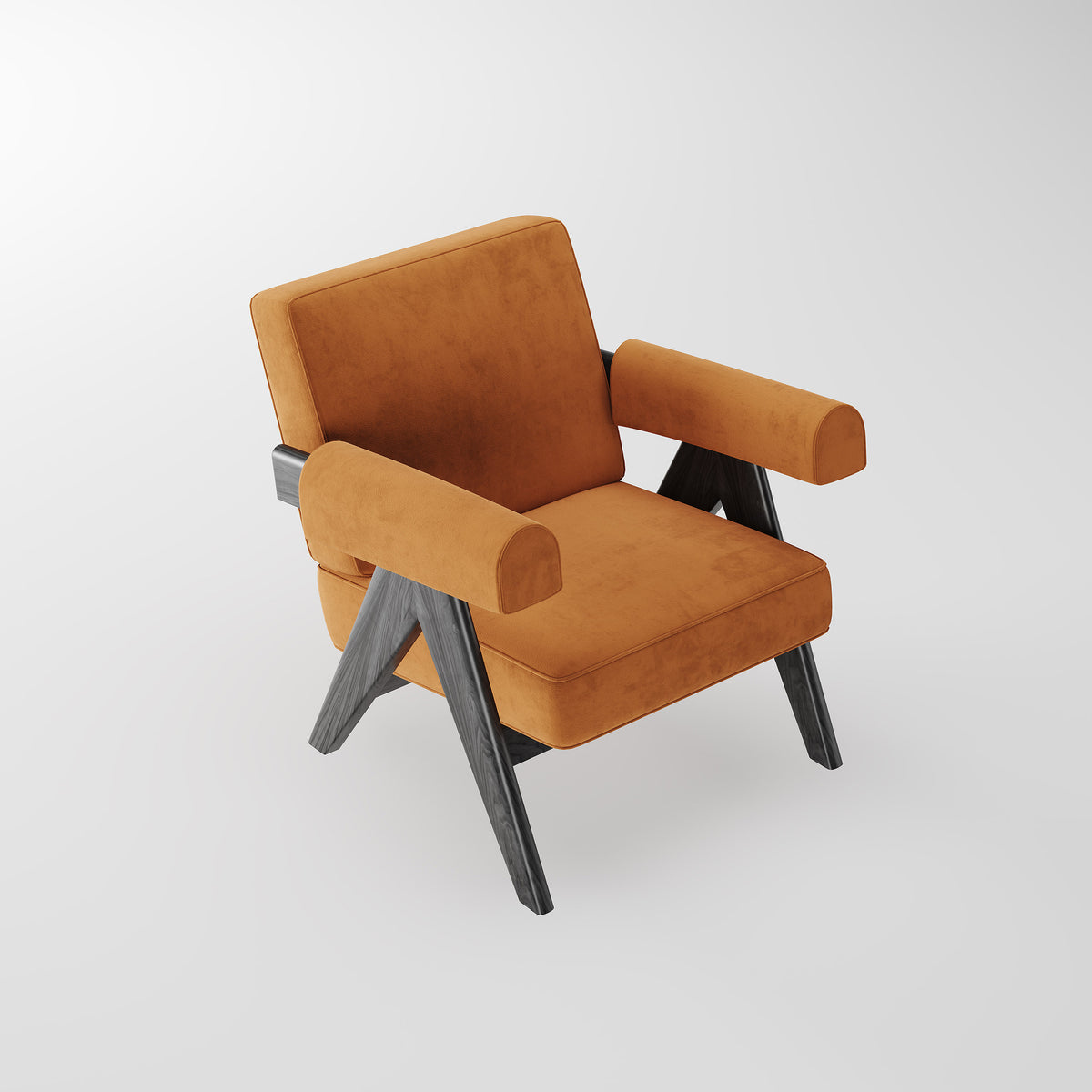 Retro Fabric Armchair with Wood Legs for Hotel Lounge LC-1006