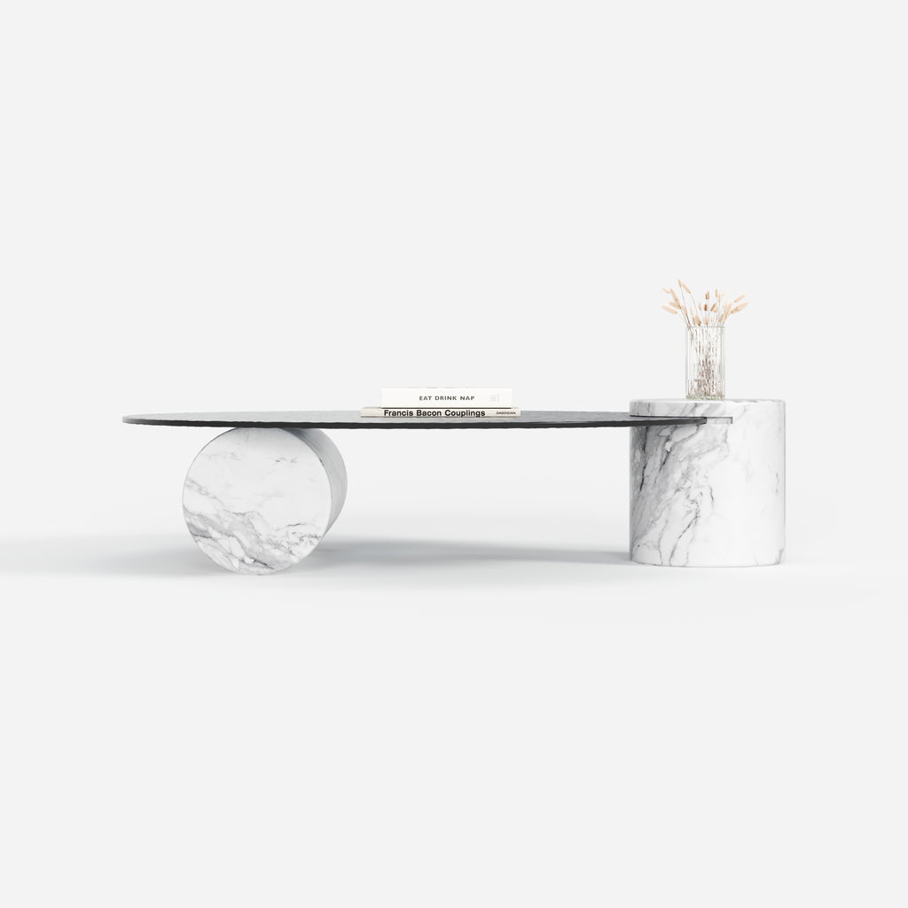 Irregular Stone Base Coffee Table, Designer Marble Top Center Table for Luxury Villa Living Room A008