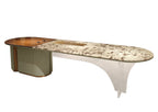 Luxury Marble & Wood Executive Desk with Acrylic Base