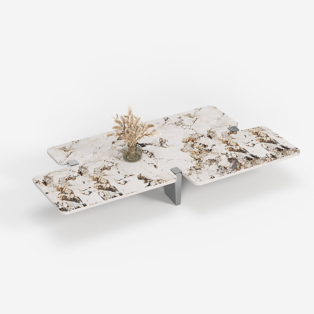 Irregular Natural Marble Coffee Table, Organic Shape Designer Center Table for Luxury Home A010