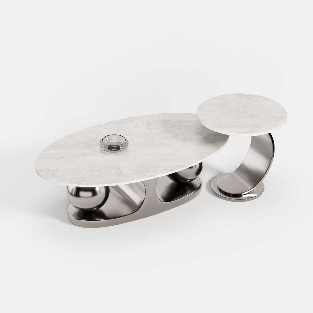 Artistic Curved Metal Designer Coffee Table, Creative Sculpture Style Center Table for Luxury Villa A016