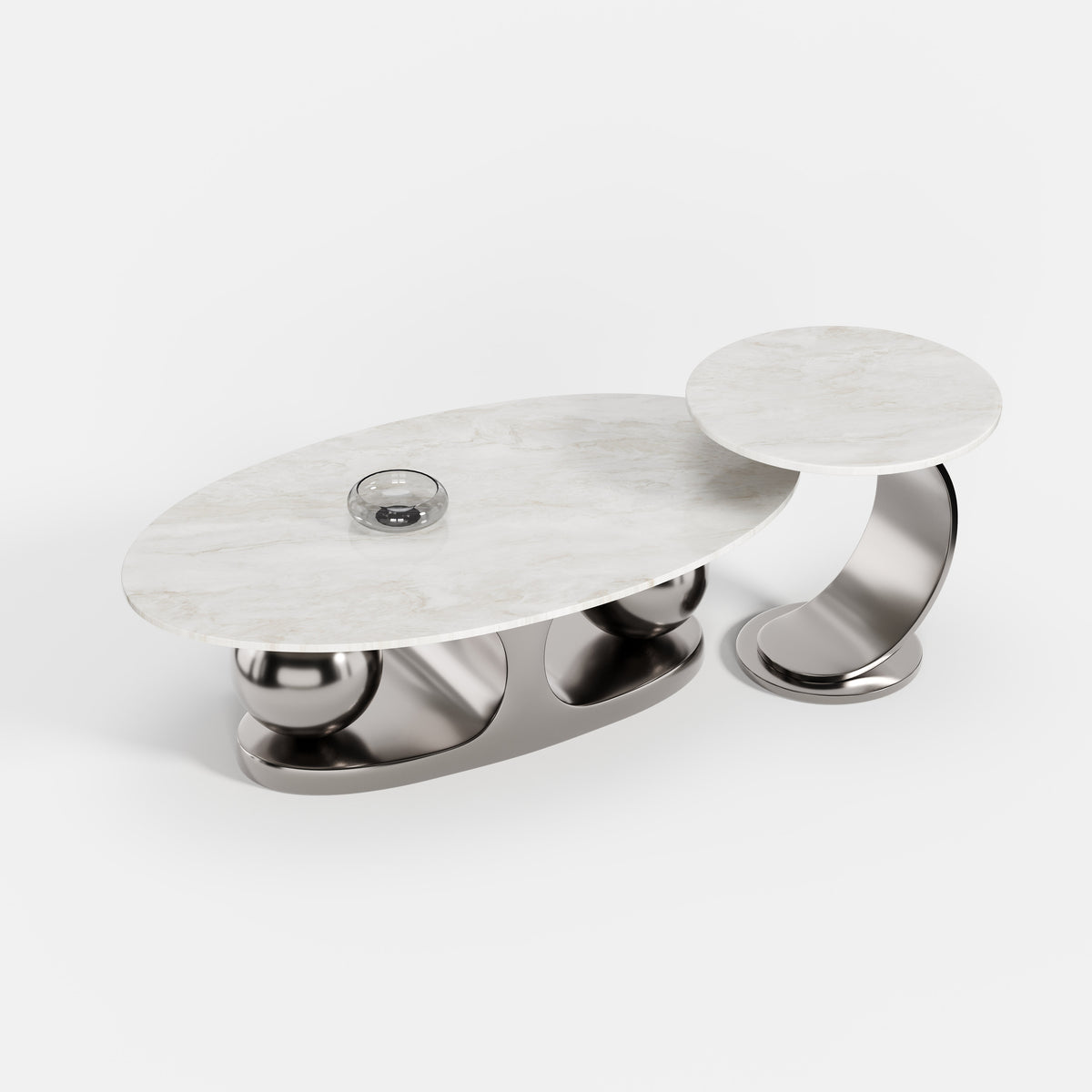 Artistic Curved Metal Designer Coffee Table, Creative Sculpture Style Center Table for Luxury Villa A016