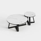 Minimalist Nesting Round Coffee Table Set, Sintered Stone Top Center Table for Modern Apartment Living Room A017