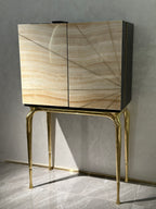 Luxury Onyx-Front Cabinet with Gold Legs