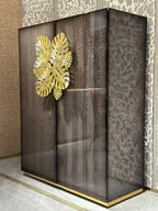 Luxury Gold Leaf-Embellished Wine Cabinet