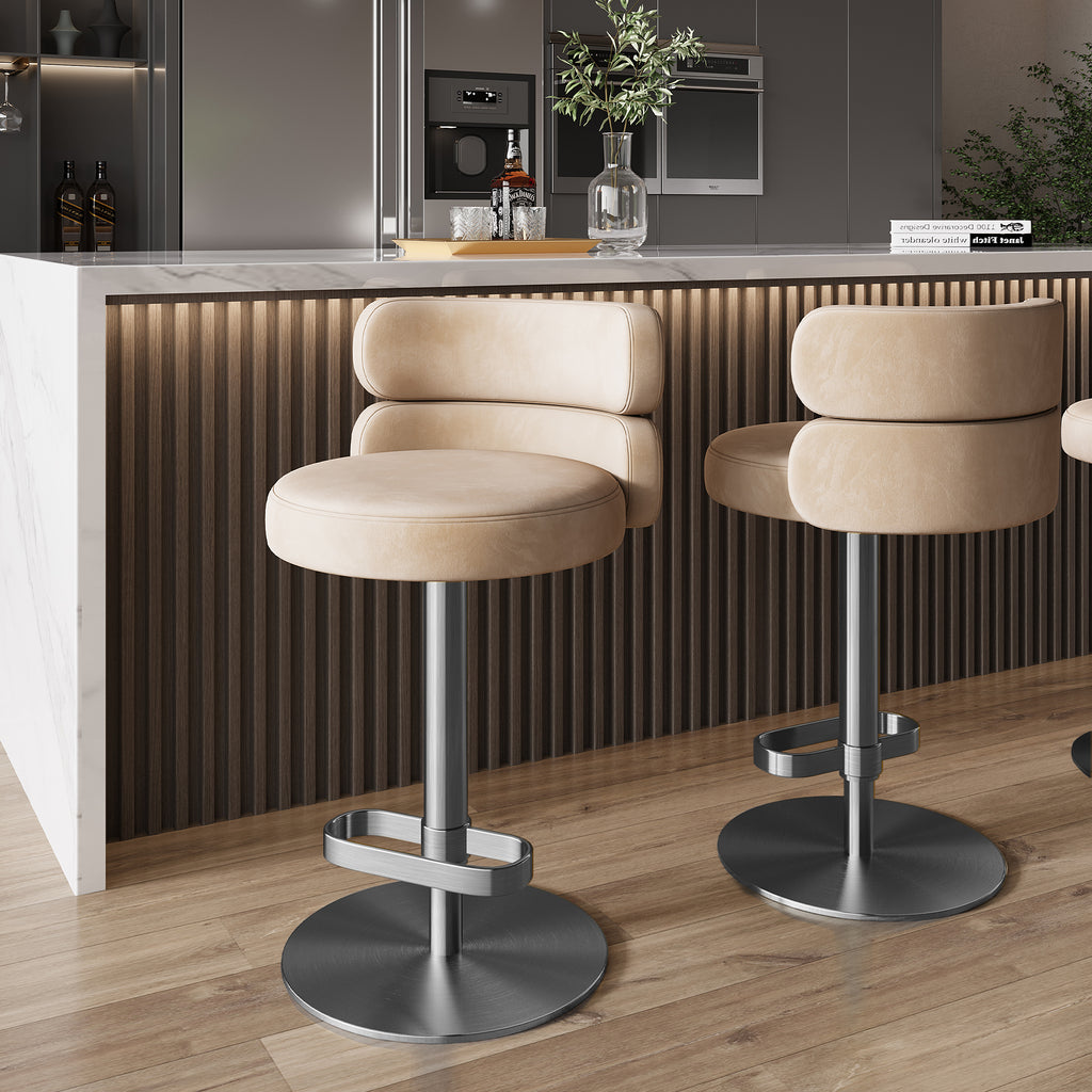 Modern Swivel Adjustable Height Kitchen Counter Bar Stools with Footrest for Living Room Dining Room