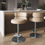 Modern Swivel Adjustable Height Kitchen Counter Bar Stools with Footrest for Living Room Dining Room